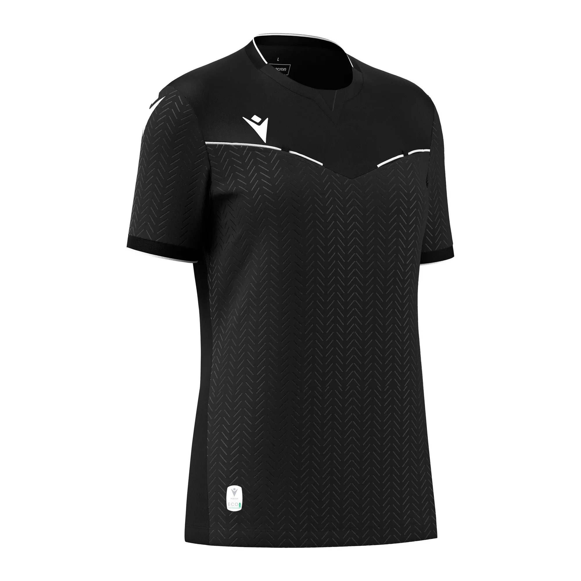 Macron Schiedsrichter Trikot Kateryn Eco Kurzarm Damen Black Front #farbe_black