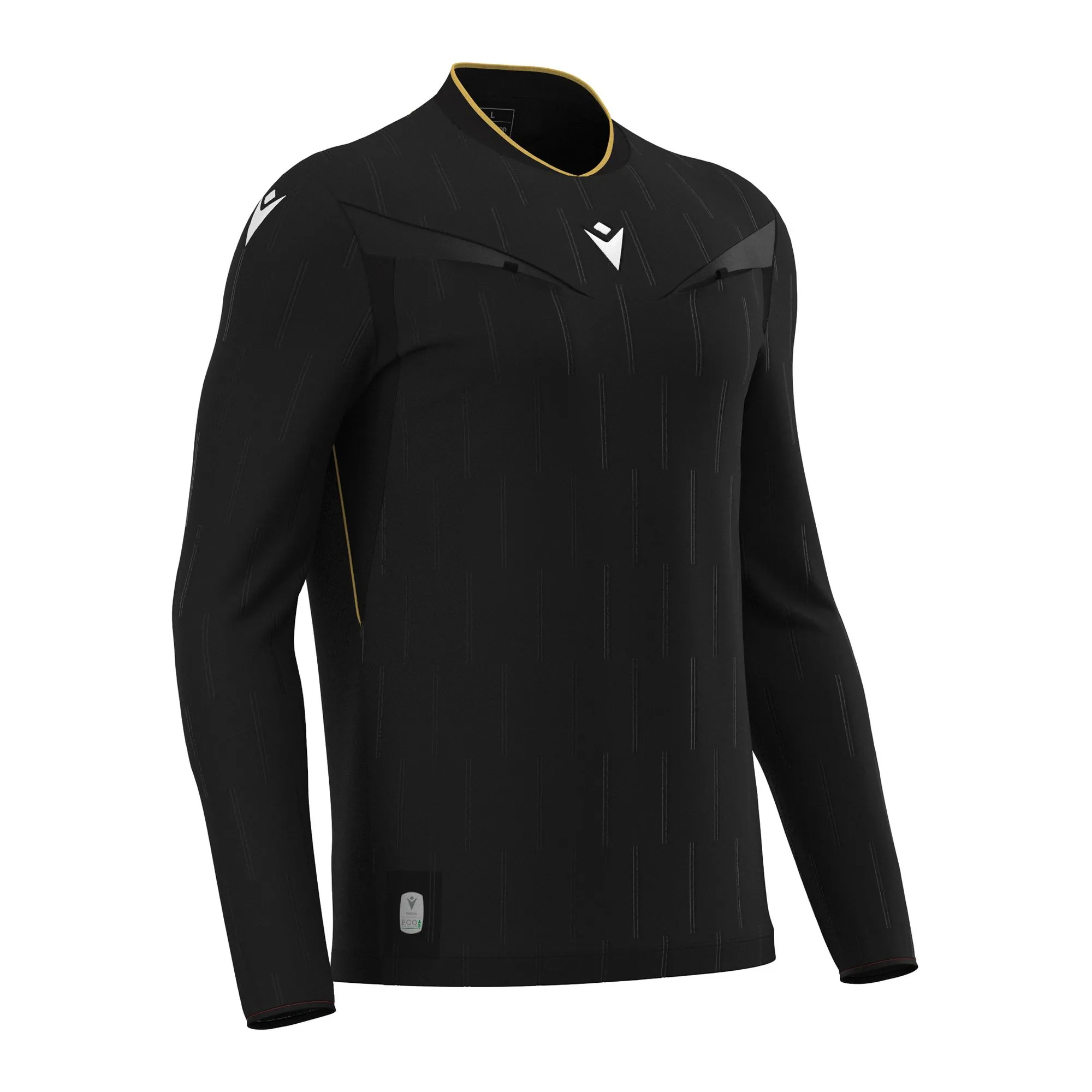 Macron Schiedsrichter Trikot Mendez Eco Langarm Unisex Black Front #farbe_black