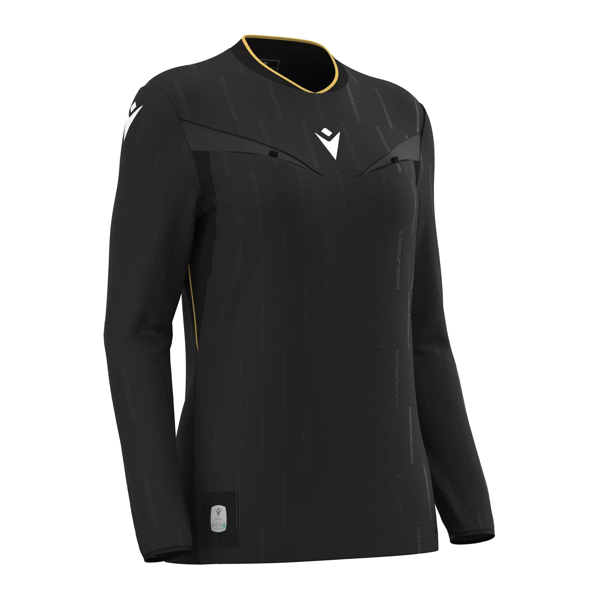 Macron Schiedsrichter Trikot Tess Eco Langarm Damen Black Front #farbe_black