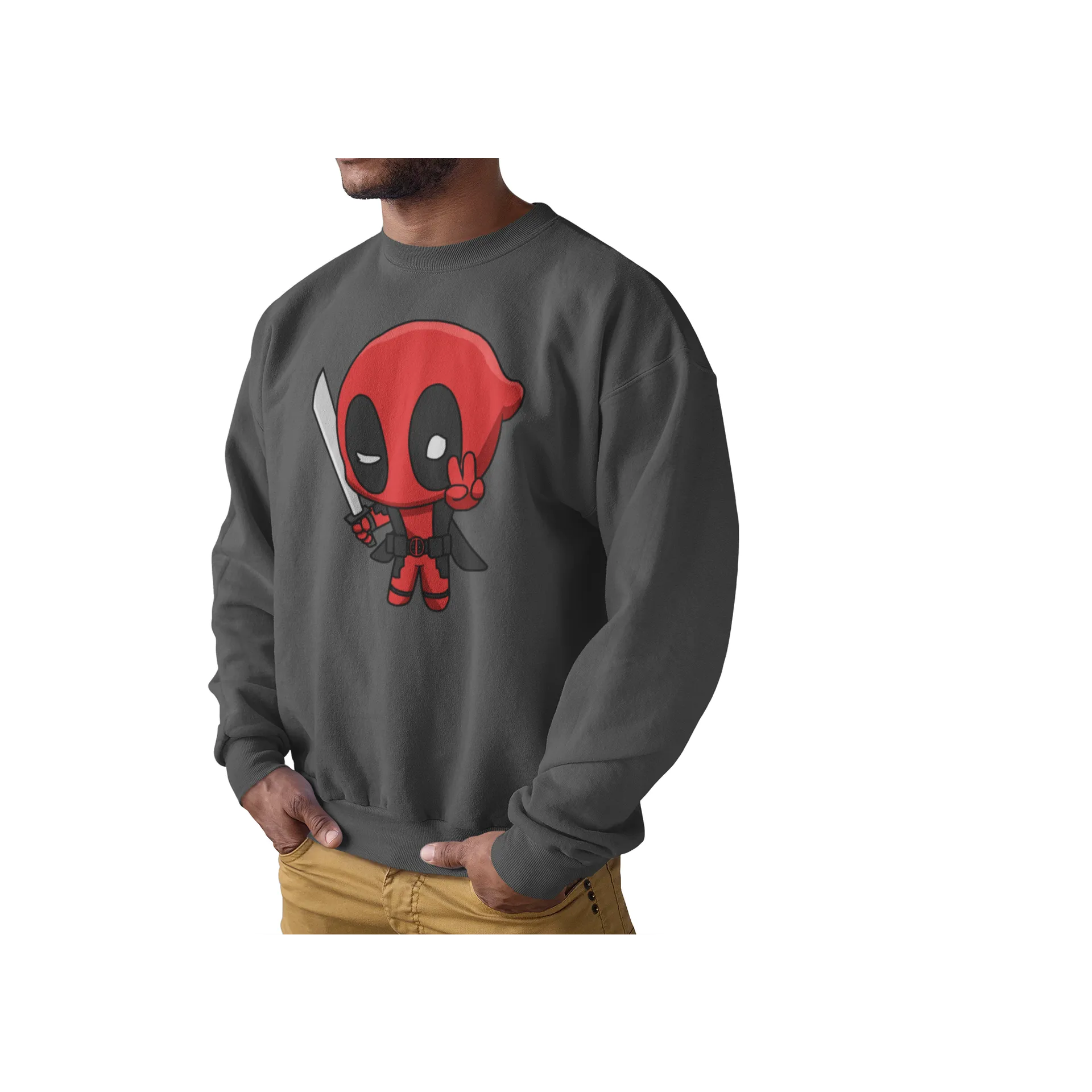BIGTIME Marvel Avengers DEADPOOL Sweatshirt Damen anthrazit Front #farbe_anthrazit