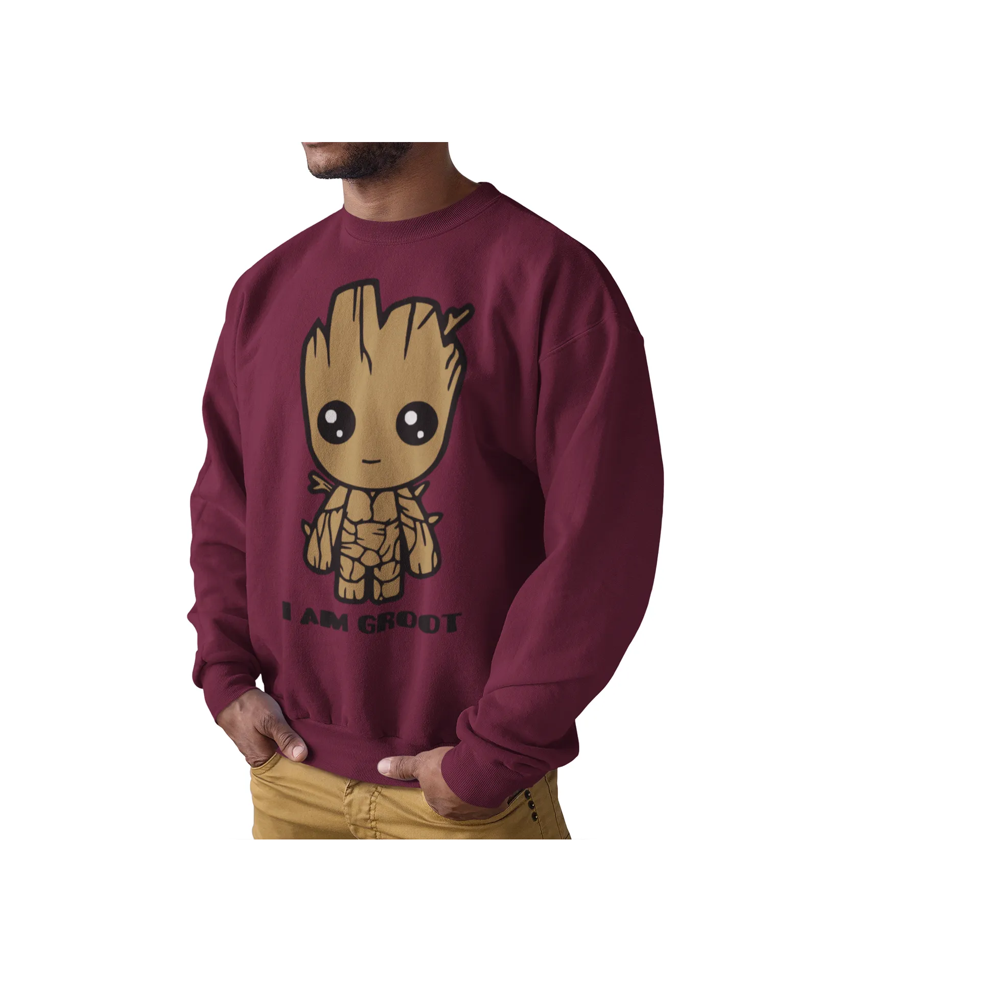BIGTIME Marvel Avengers Marvel Baby Groot Sweatshirt Herren bordeaux Front #farbe_bordeaux