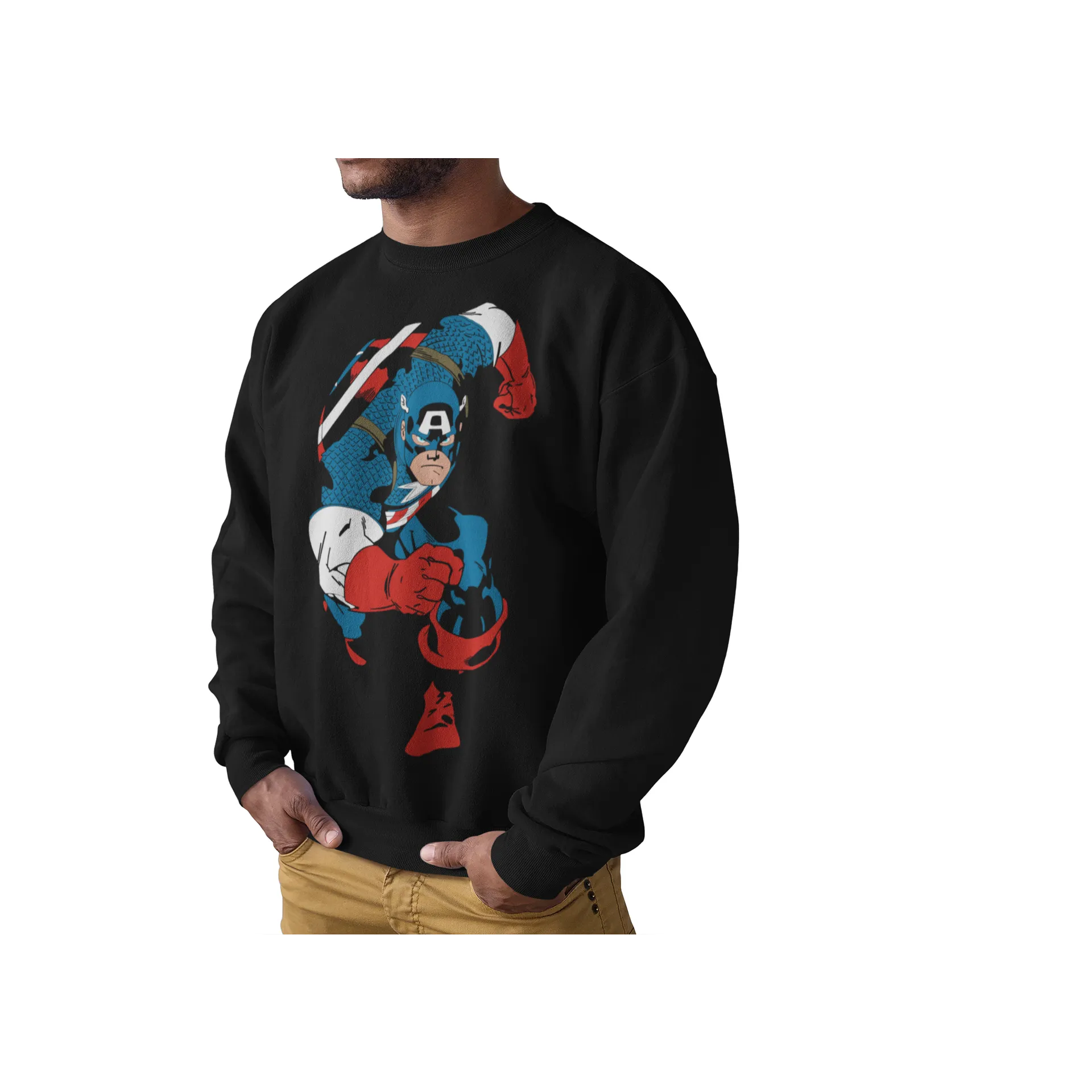 BIGTIME Marvel Avengers Marvel Captain America Sweatshirt Damen schwarz Front #farbe_schwarz