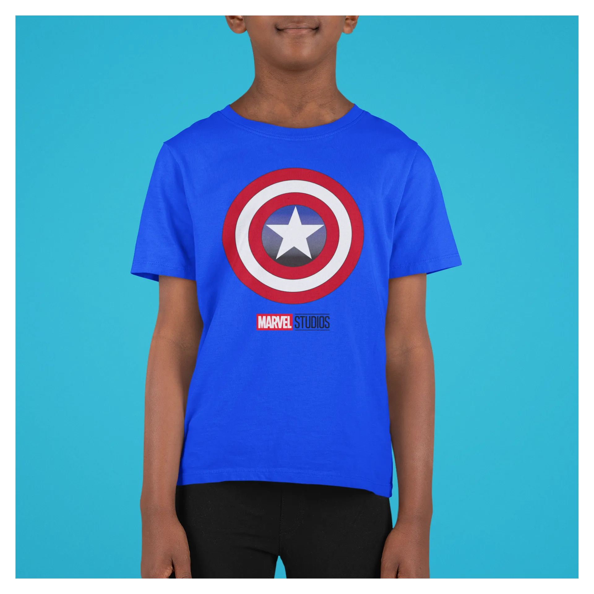 BIGTIME Marvel Avengers Marvel´s Captain America Schild T-Shirt Kinder royalblau Front #farbe_royalblau