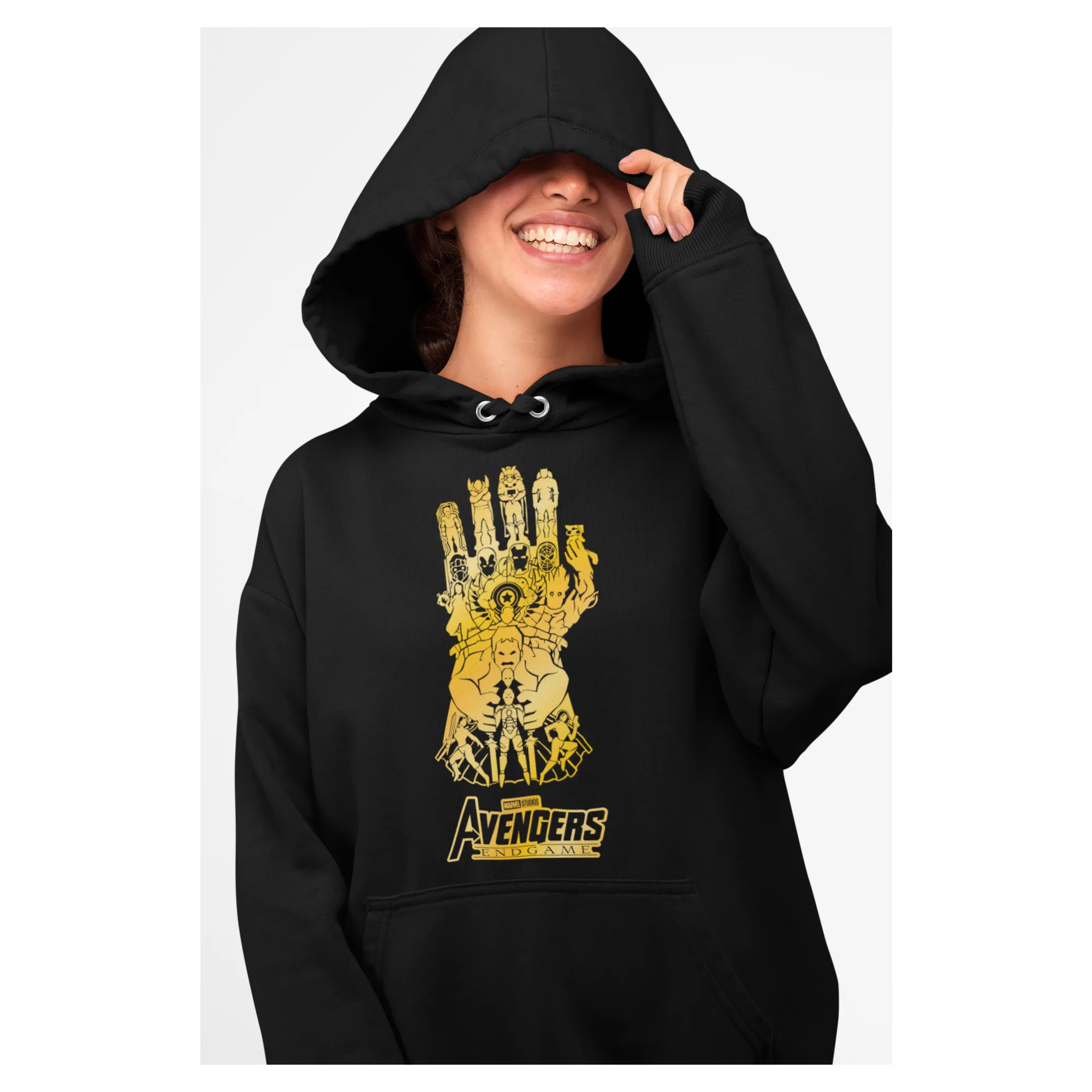 BIGTIME Marvel Avengers Thanos Avengers Endgame Hoodie Damen schwarz Front #farbe_schwarz