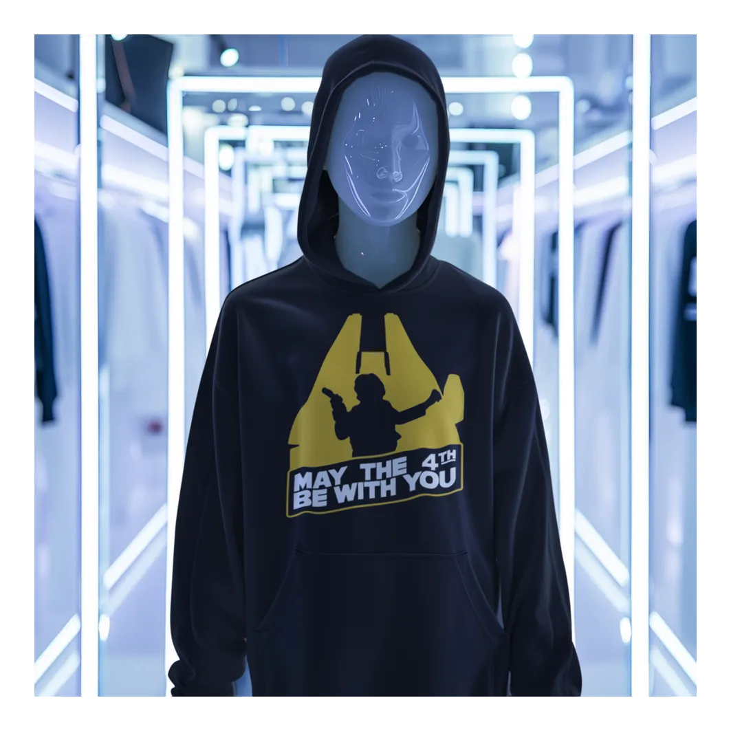 BIGTIME May the 4th May The 4th Be With You Hoodie Unisex Schwarz Front #farbe_schwarz