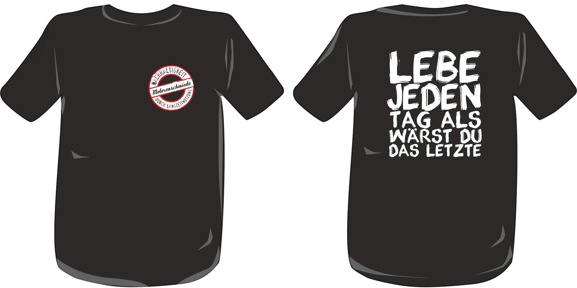 BIGTIME Motorenschmiede "Lebe jeden Tag ... " T-Shirt schwarz Rücken