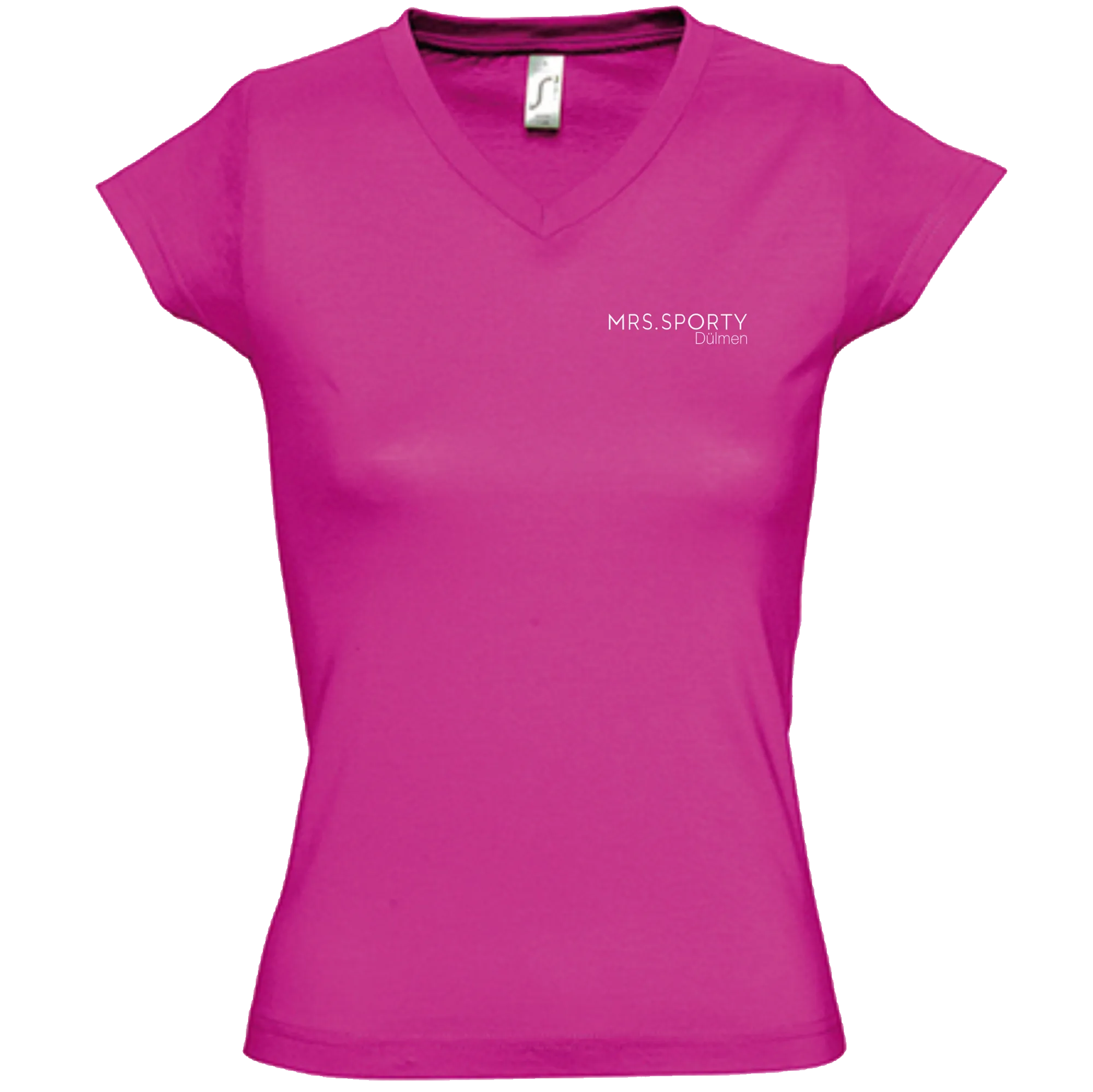 BIGTIME Mrs Sporty | T-Shirt mit V-Ausschnitt fuchsia Damen