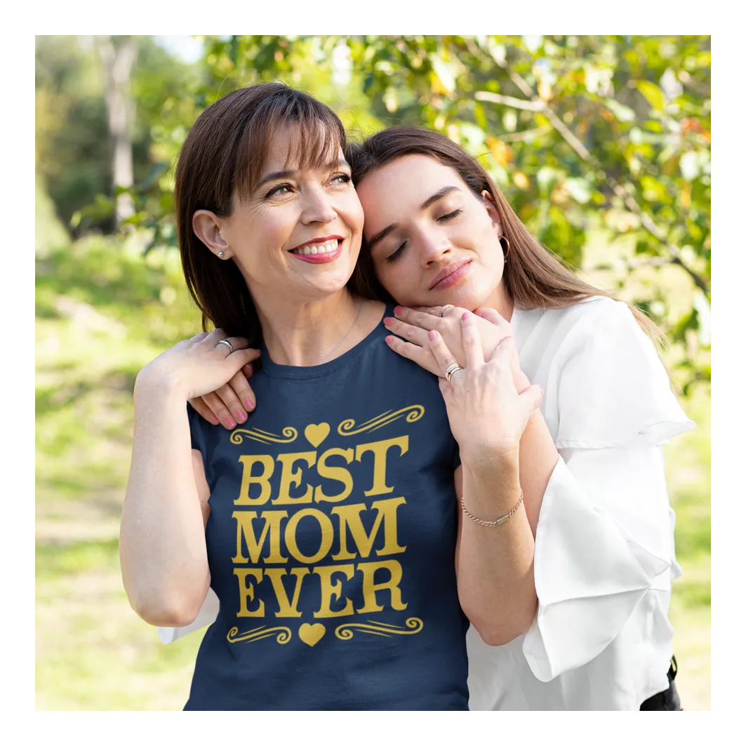 BIGTIME Muttertag Best Mom Ever - 2 T-Shirt Unisex Navyblau Front #farbe_navyblau
