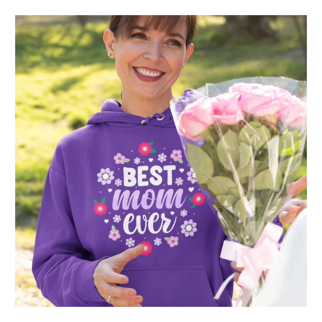 BIGTIME Muttertag Best Mom Ever Hoodie Kinder Lila Front #farbe_lila