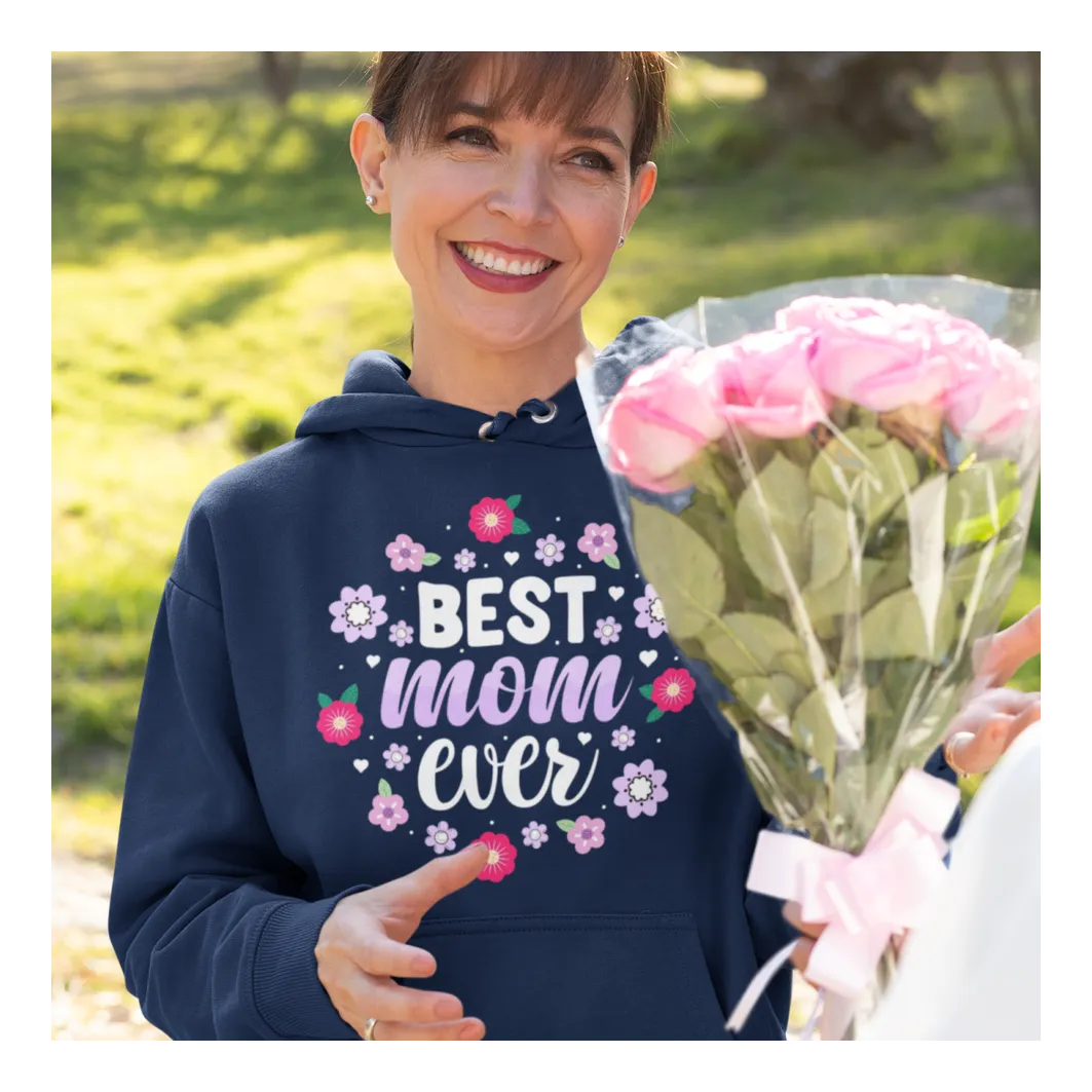 BIGTIME Muttertag Best Mom Ever Hoodie Kinder Navyblau Front #farbe_navyblau