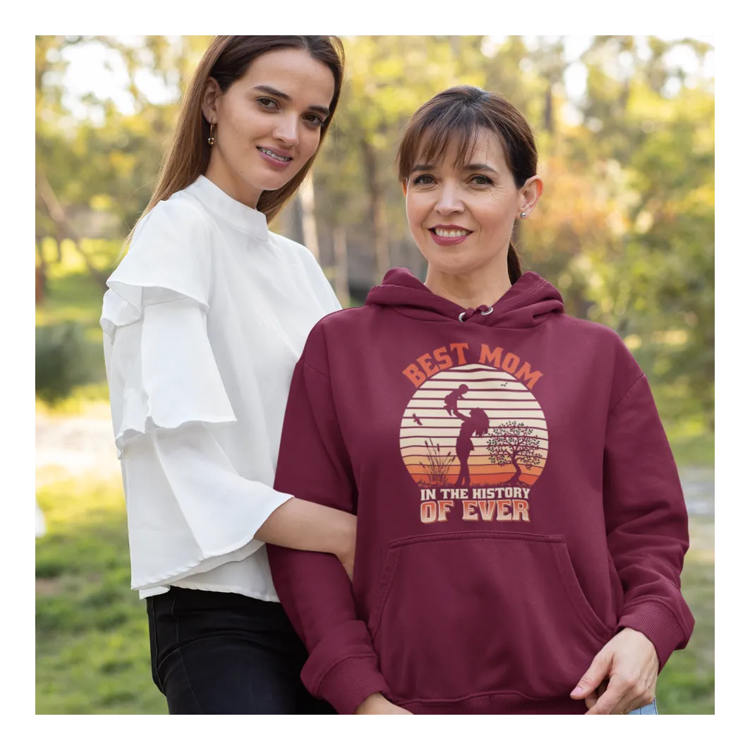 BIGTIME Muttertag Best Mom - History Hoodie Kinder Burgundy Front #farbe_burgundy