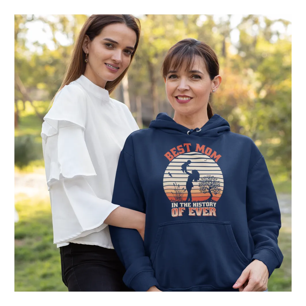 BIGTIME Muttertag Best Mom - History Hoodie Kinder Navyblau Front