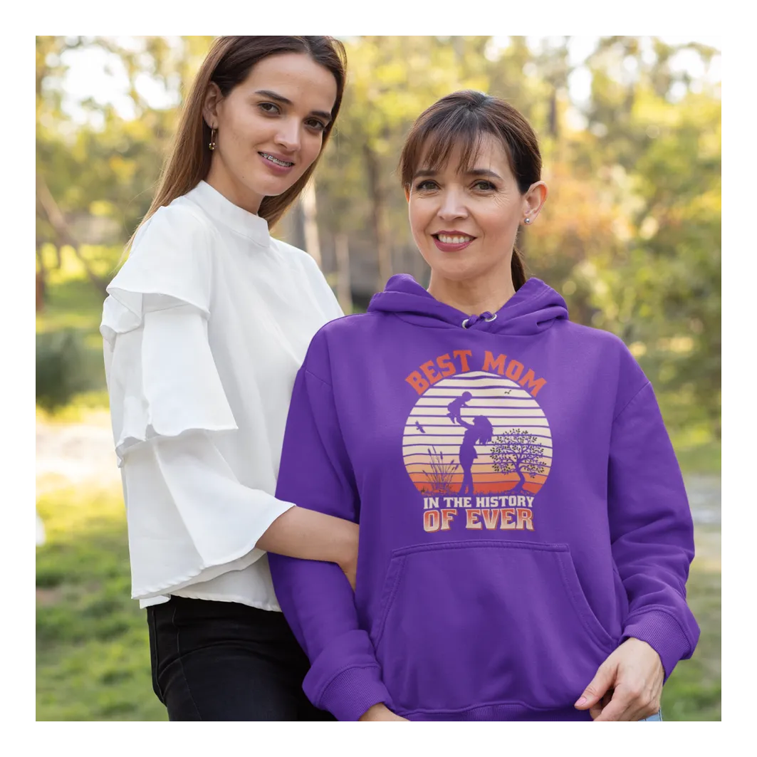 BIGTIME Muttertag Best Mom - History Hoodie Unisex Lila Front #farbe_lila