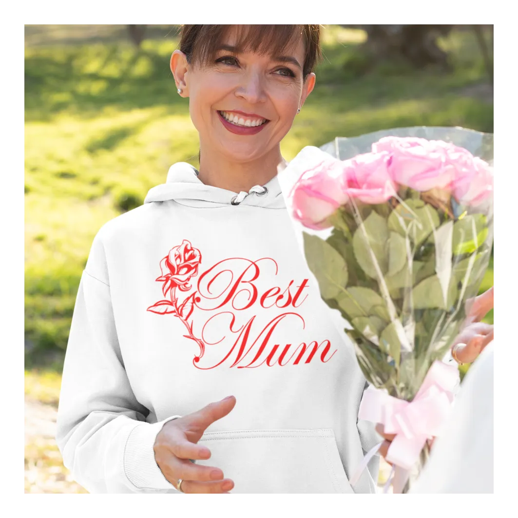BIGTIME Muttertag Best Mum Hoodie Kinder Weiß Front #farbe_weiss