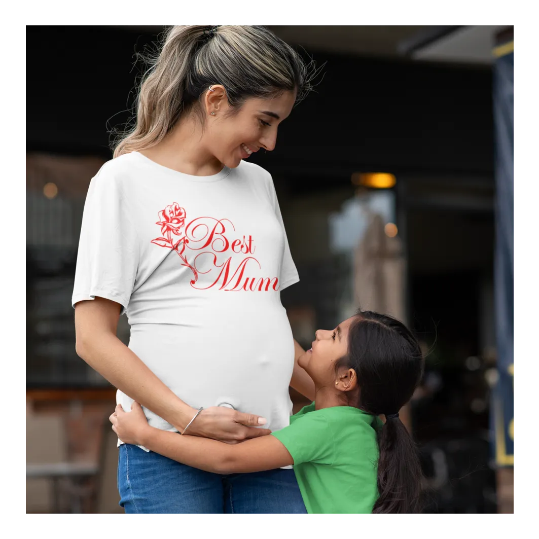 BIGTIME Muttertag Best Mum T-Shirt Unisex Weiß Front #farbe_weiss