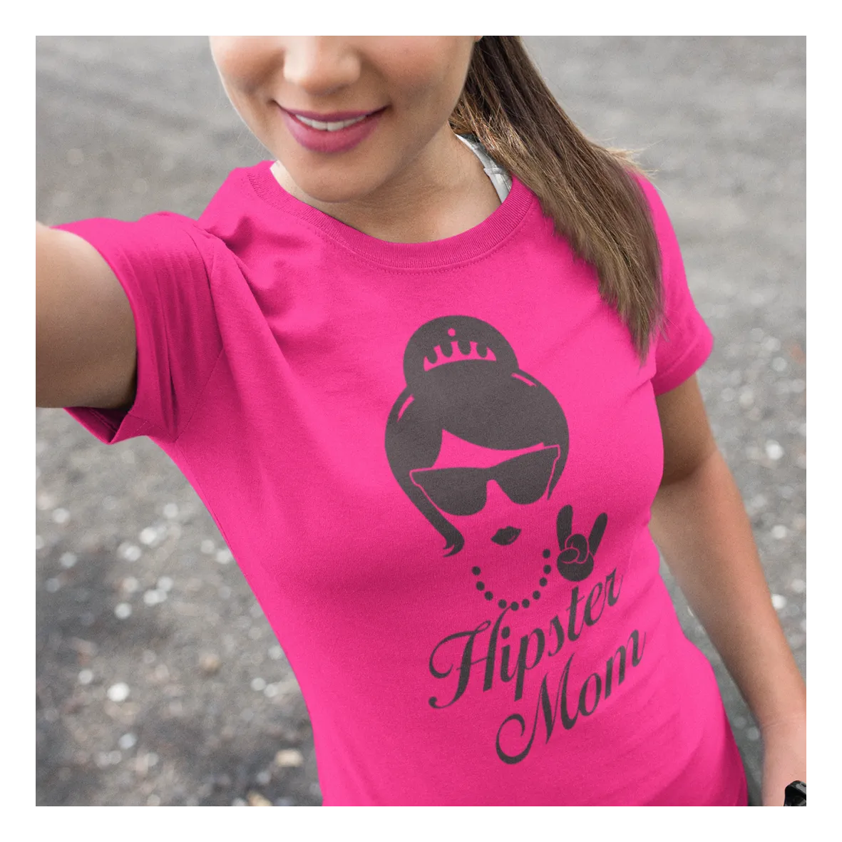 BIGTIME Muttertag Hipster Mom T-Shirt Kinder Pink Front