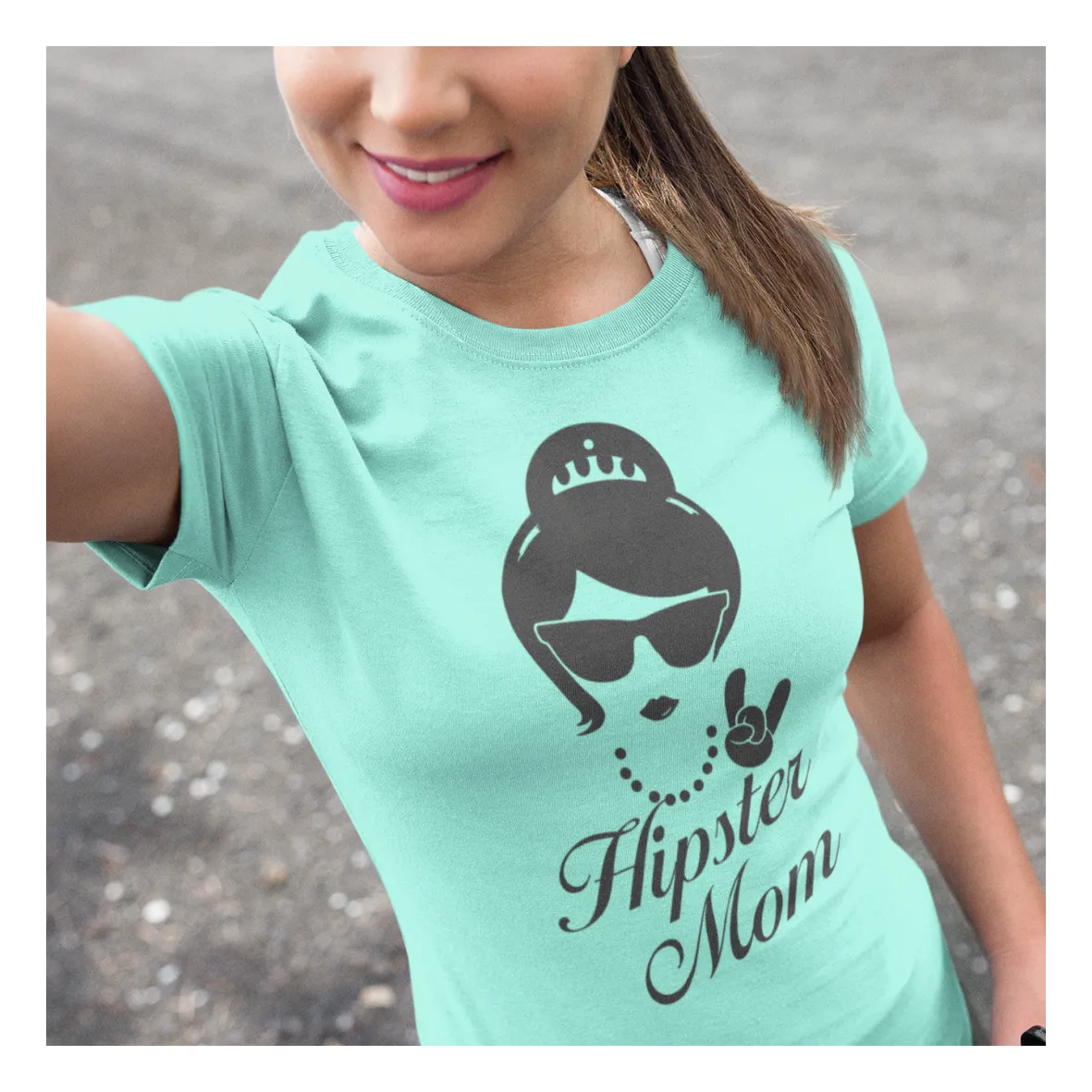 BIGTIME Muttertag Hipster Mom T-Shirt Unisex Minzgrün Front #farbe_minzgruen