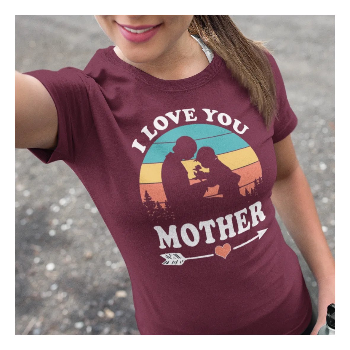 BIGTIME Muttertag I Love You Mother T-Shirt Unisex Burgundy Front
