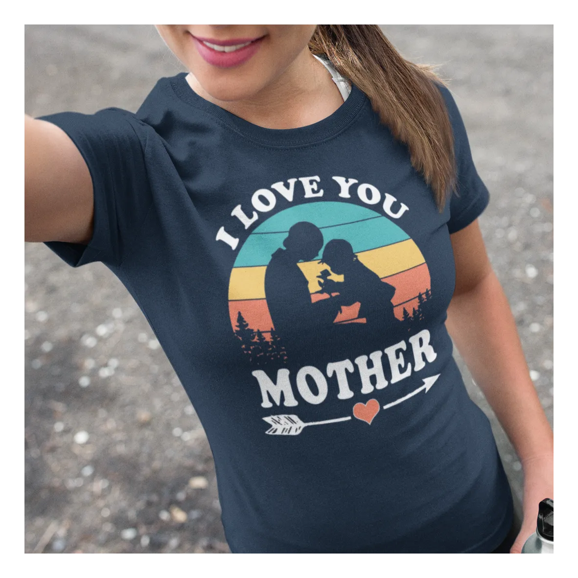 BIGTIME Muttertag I Love You Mother T-Shirt Unisex Navyblau Front #farbe_navyblau