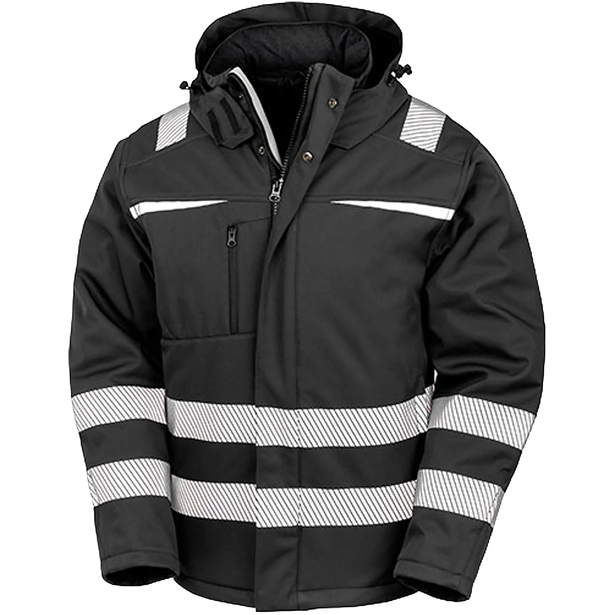 Result SafeGuard Dynamic Softshell Coat Herren Black Front #farbe_black