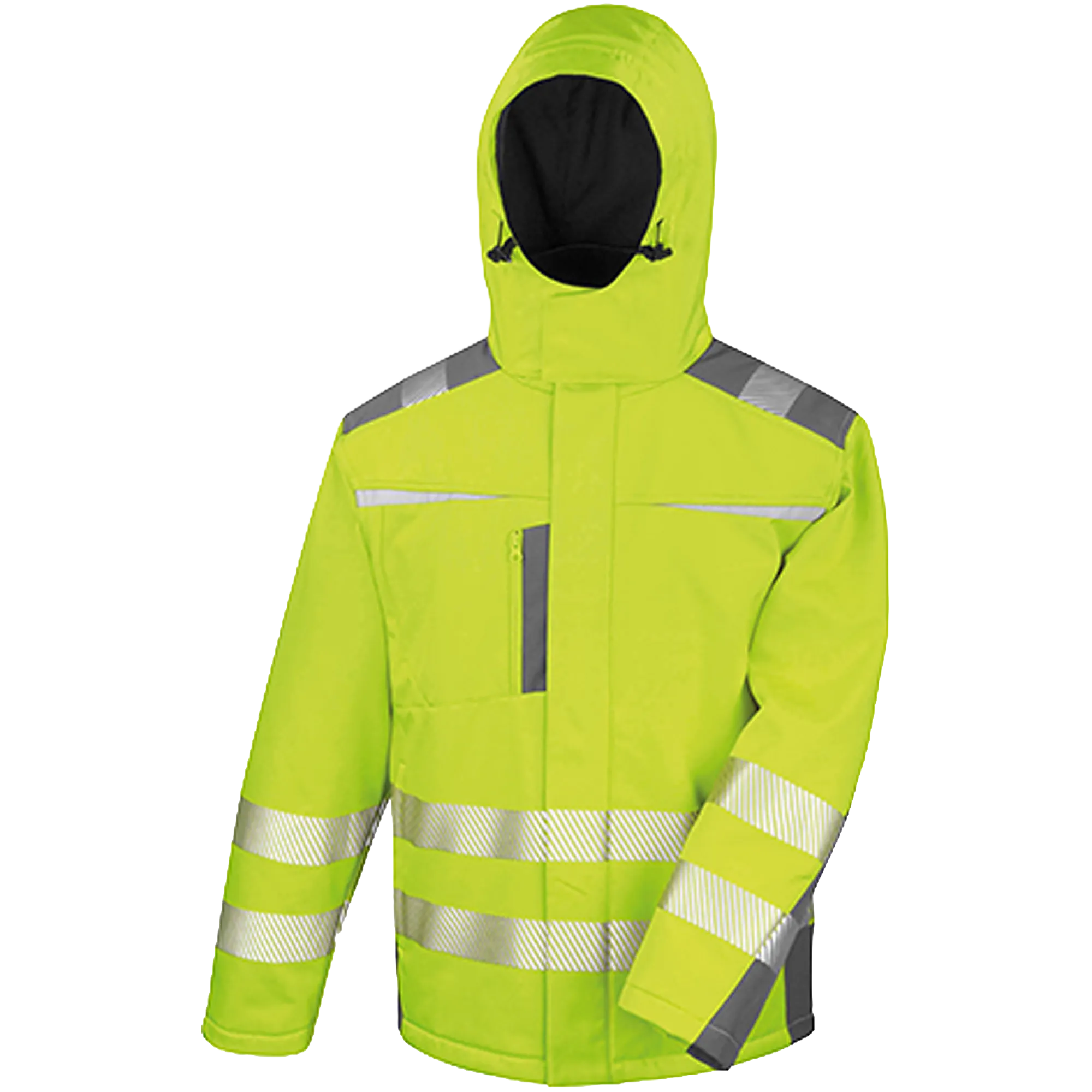 Result SafeGuard Dynamic Softshell Coat Herren Fluorescent Yellow Front #farbe_fluorescent-yellow