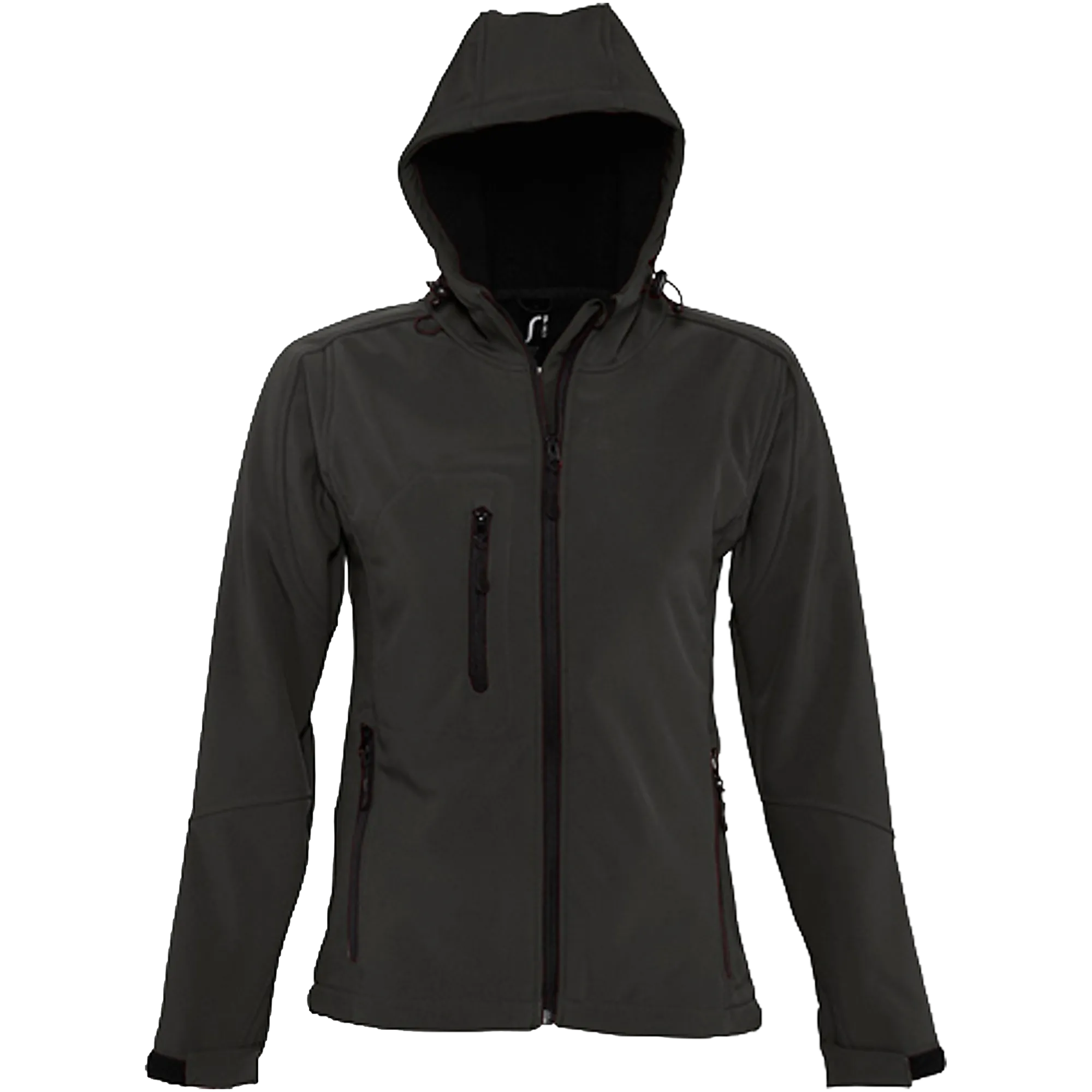 SOL´S Hooded Softshell Jacket Replay Damen Black Front #farbe_black