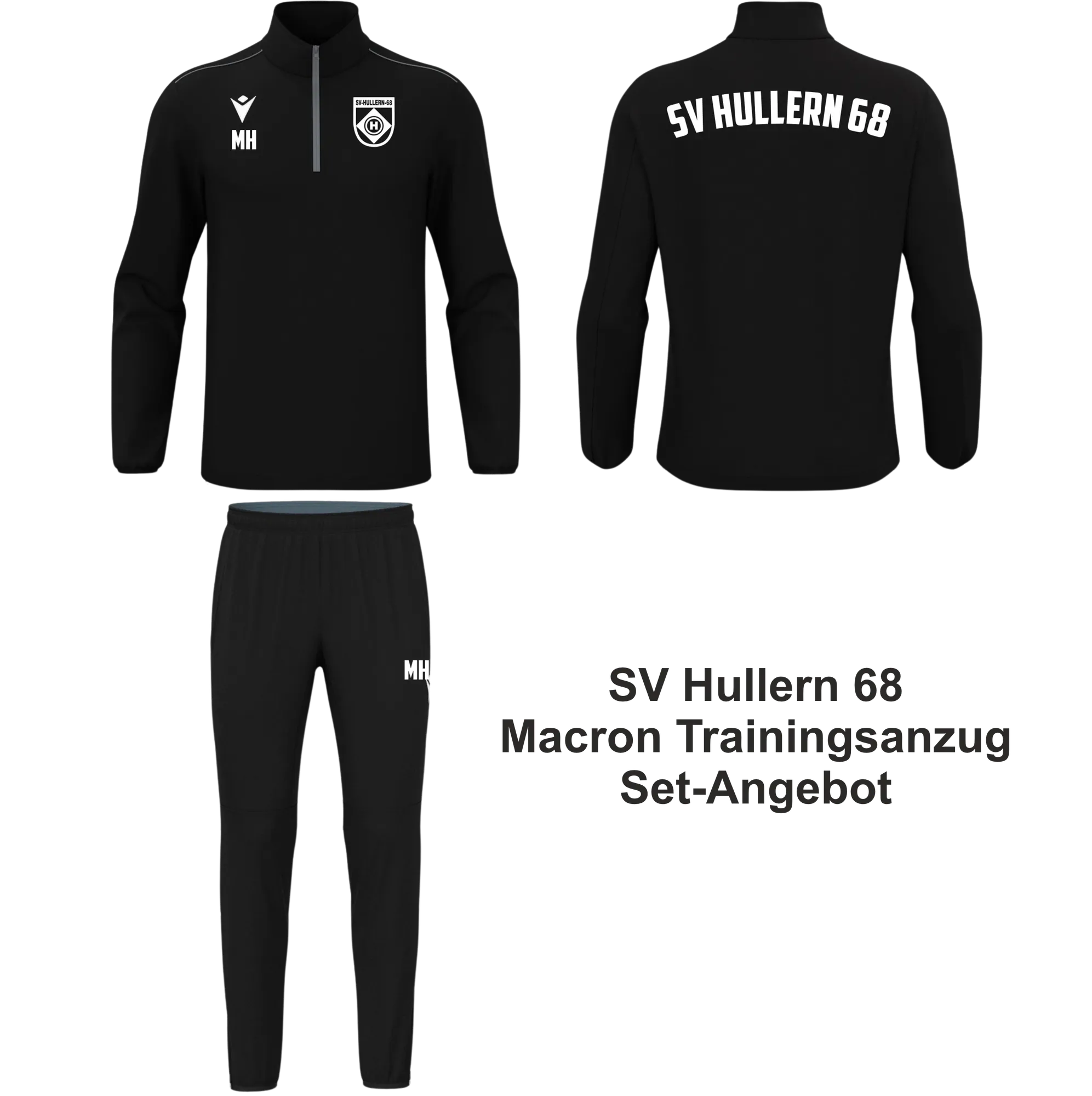Macron SV Hullern 1968 | Macron Anzug Quarter-Zip HAVEL/ARCHEN schwarz Front #farbe_schwarz