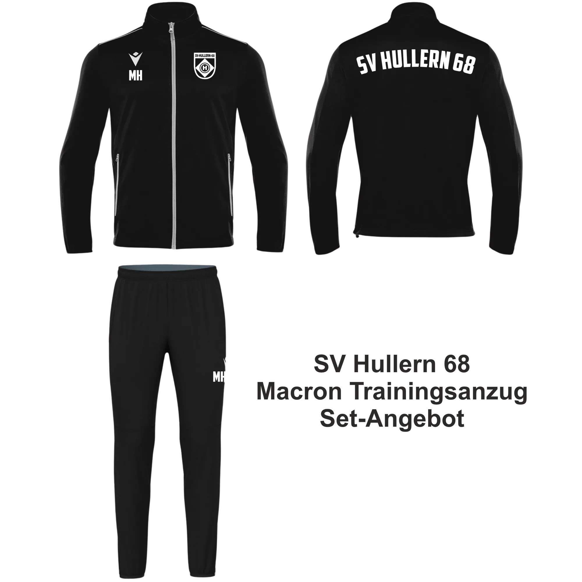 Macron SV Hullern 1968 | Macron Anzug Zip-Jacke NEMESIS/ARCHEN schwarz Front #farbe_schwarz