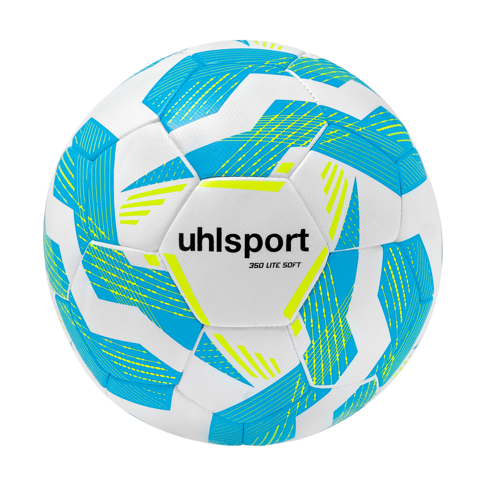 uhlsport Fußball Lite Soft 350 Unisex weiss-eisblau-fluo-gelb Front #farbe_weiss-eisblau-fluo-gelb
