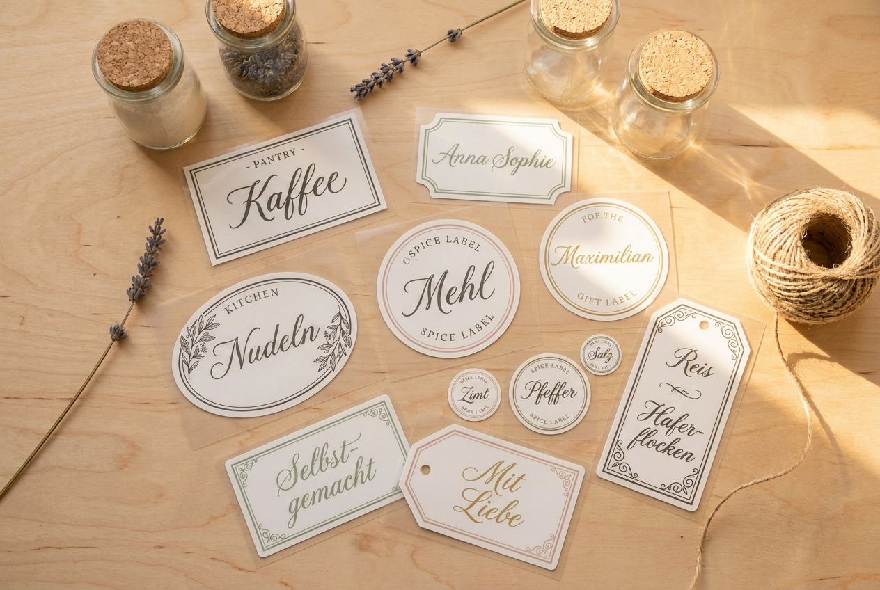 UV DTF Schriftzüge als Aufkleber im DIY-Stil auf Birkenholz