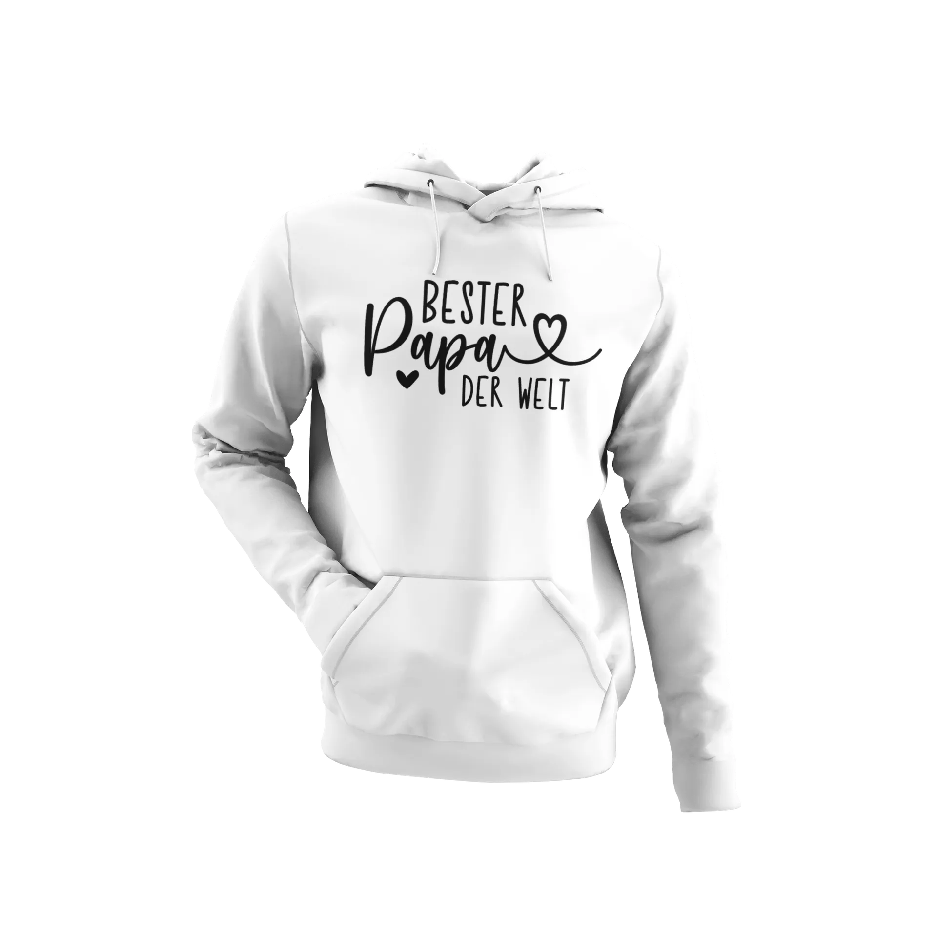 BIGTIME Vatertag Bester Papa der Welt Hoodie Unisex Weiß Front