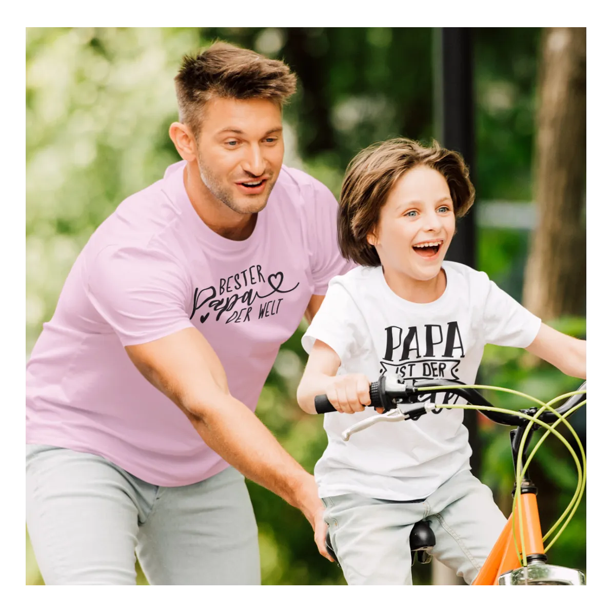 BIGTIME Vatertag Bester Papa der Welt T-Shirt Unisex Rosa Front