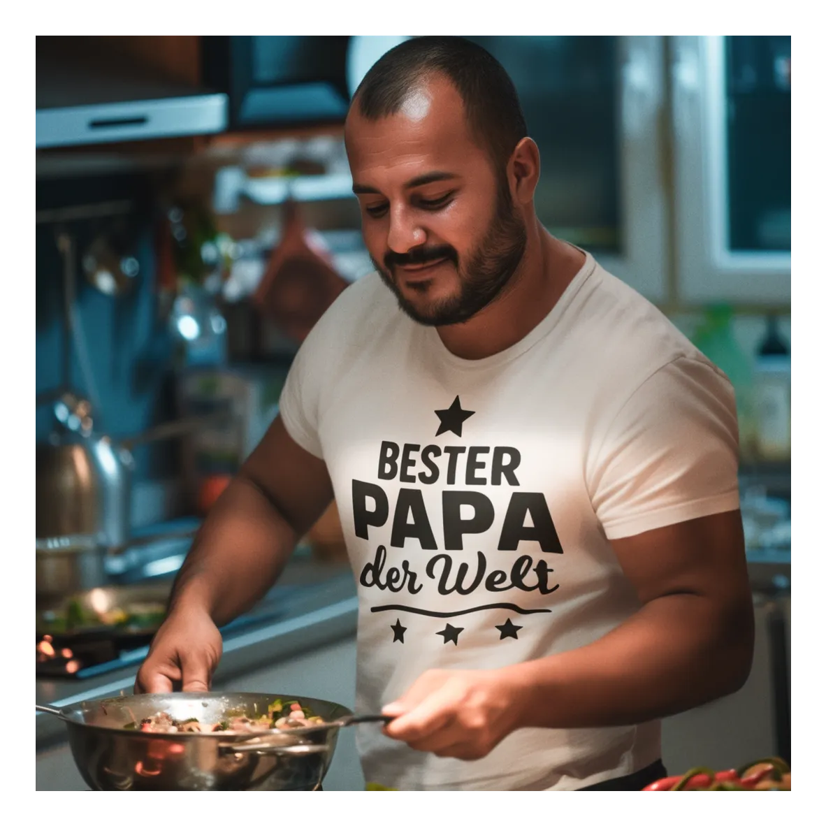 BIGTIME Vatertag Bester Papa Sterne T-Shirt Unisex weiss Front