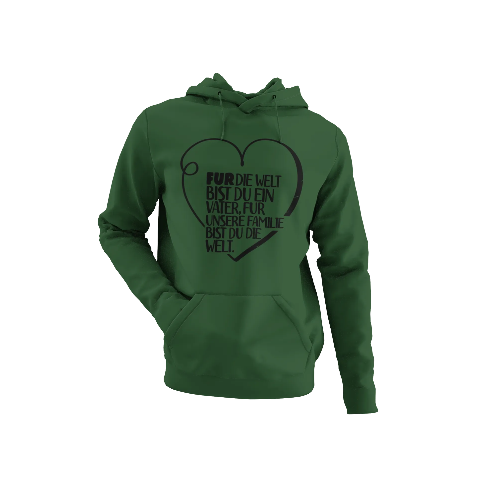 BIGTIME Vatertag Für unsere Familie bist du die Welt Hoodie Kinder Dunkelgrün Front #farbe_dunkelgruen