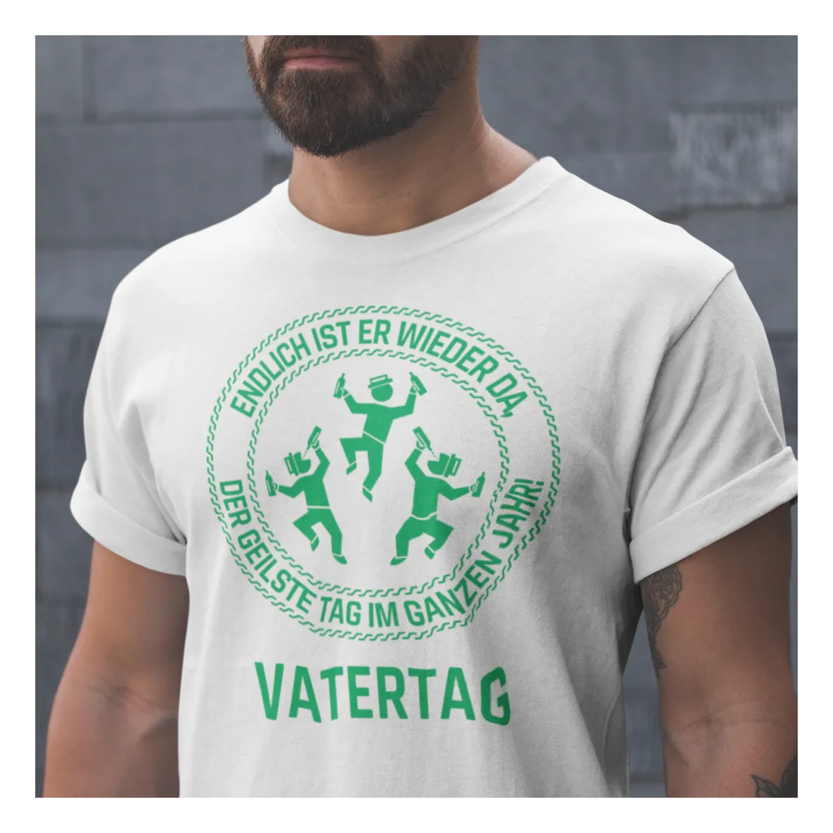 BIGTIME Vatertag Geilste Tag im ganzen Jahr T-Shirt Unisex Weiß Front