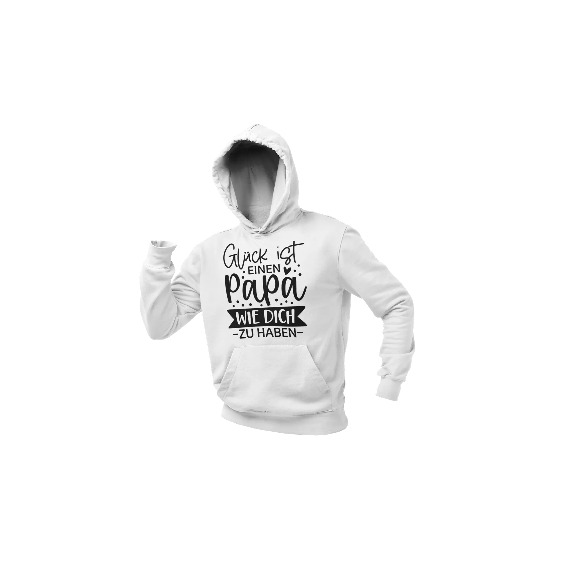 BIGTIME Vatertag Glück ist... - Vatertag Hoodie Unisex Weiß Front #farbe_weiss