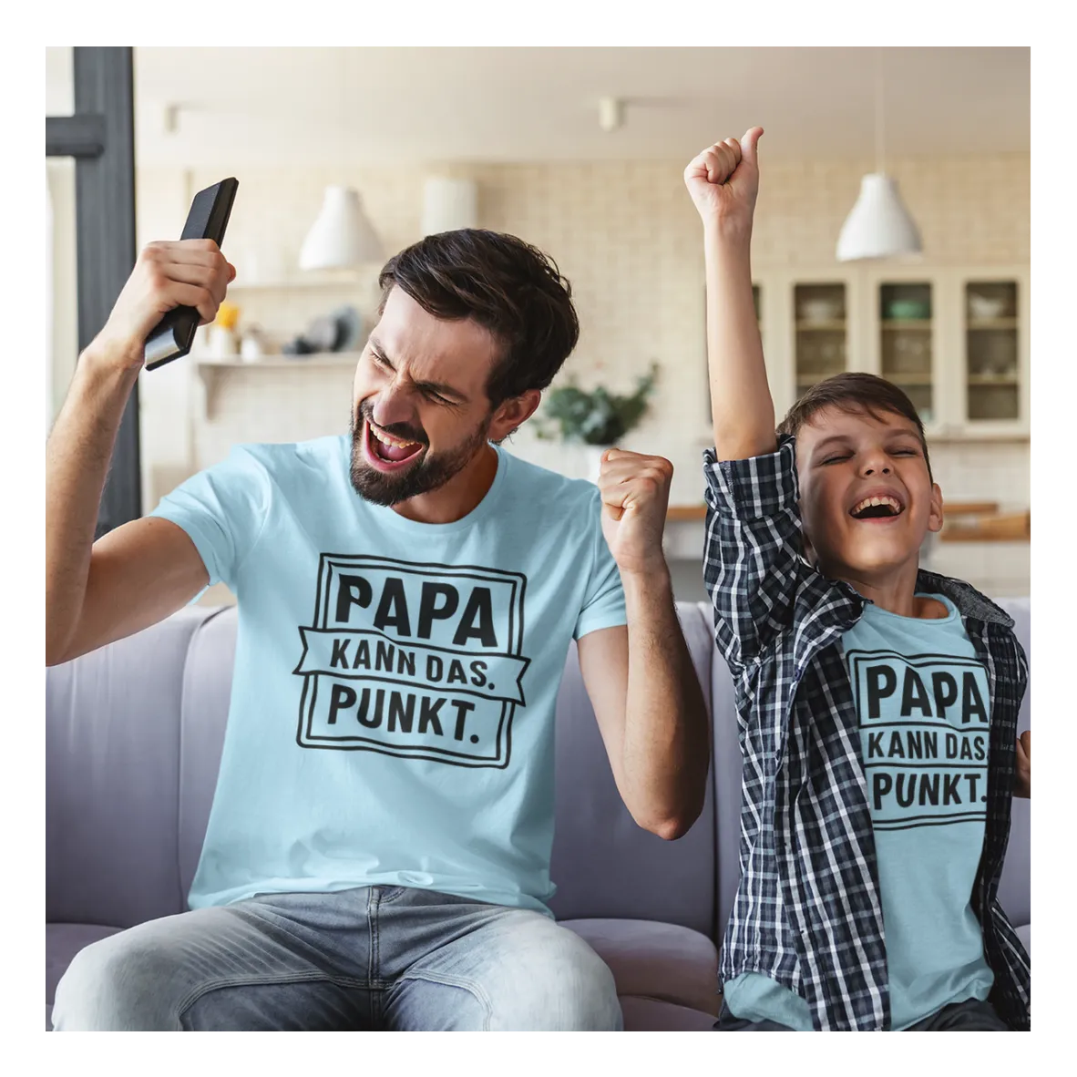 BIGTIME Vatertag Papa kann das T-Shirt Kinder Himmelblau Front