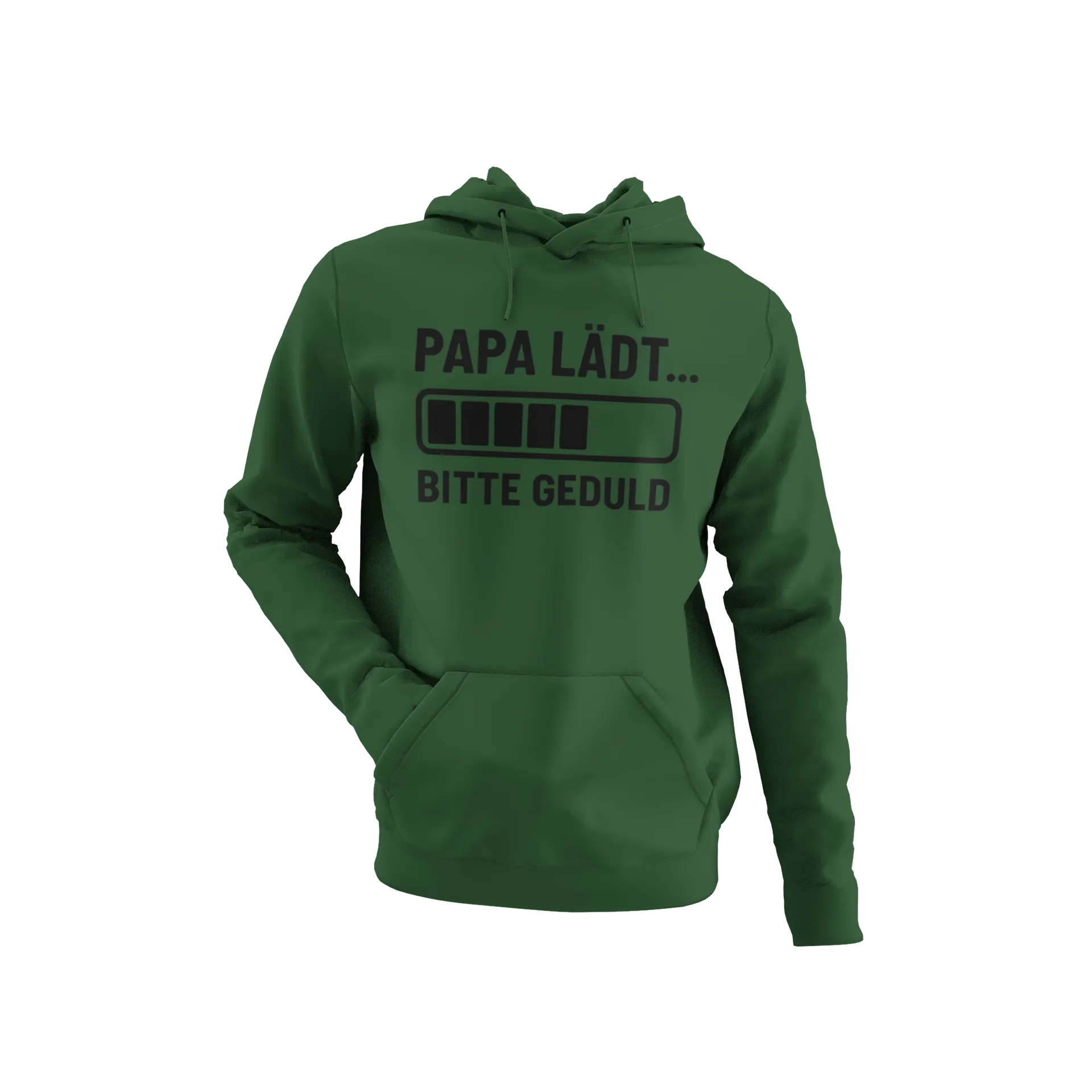 BIGTIME Vatertag Papa lädt Hoodie Unisex Dunkelgrün Front #farbe_dunkelgruen