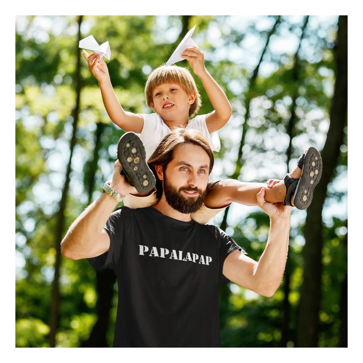 BIGTIME Vatertag PapalapaP T-Shirt Unisex Schwarz Front