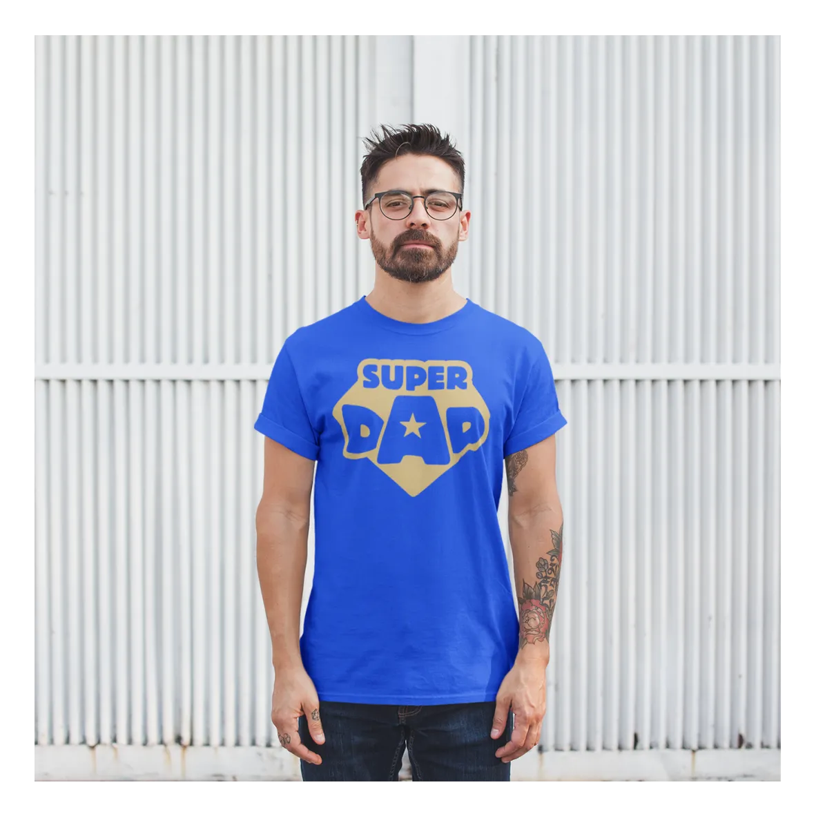 BIGTIME Vatertag Super Dad T-Shirt Unisex Royalblau Front