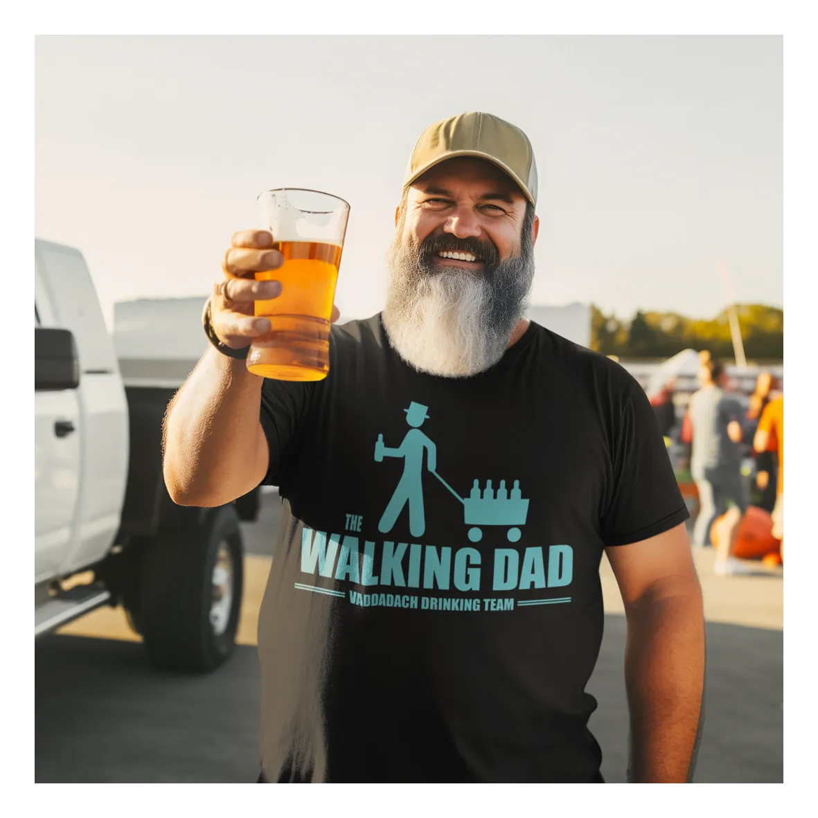 BIGTIME Vatertag Vaddadach Walking Dad T-Shirt Unisex Schwarz Front