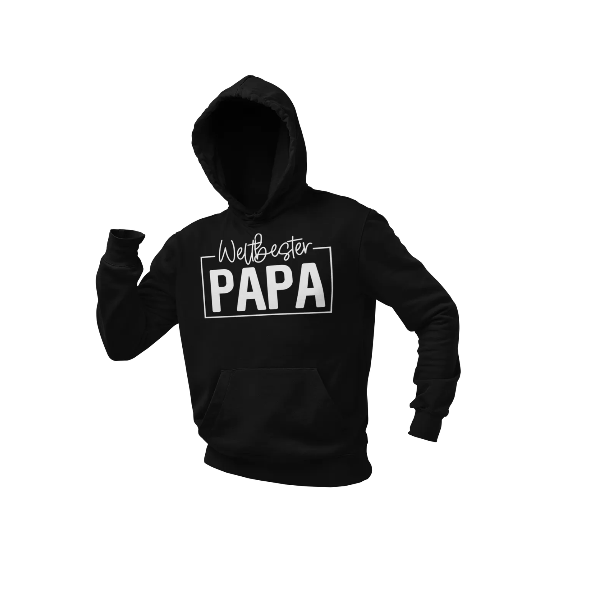 BIGTIME Vatertag Weltbester Papa Hoodie Unisex Schwarz Front #farbe_schwarz
