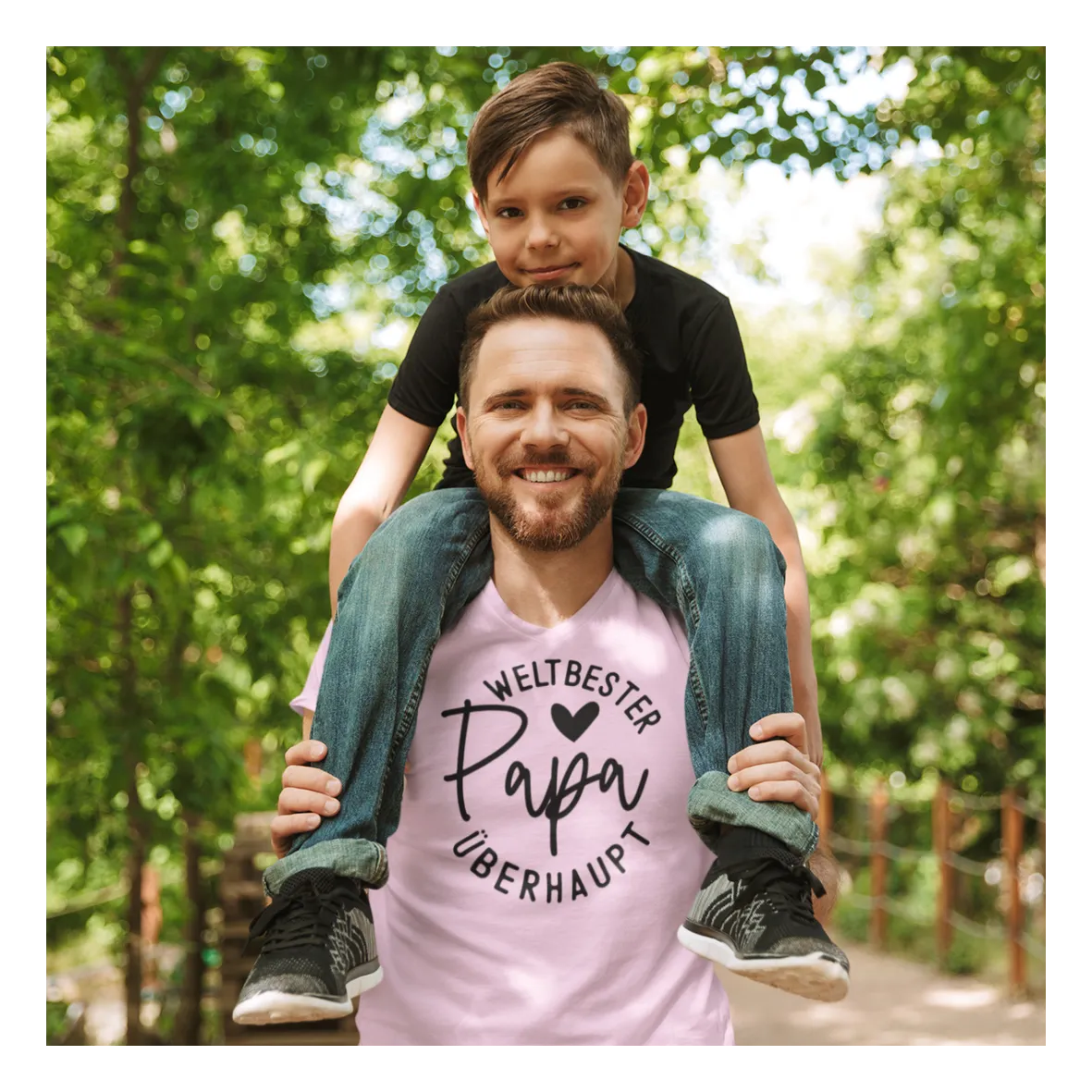BIGTIME Vatertag Weltbester Papa überhaupt T-Shirt Unisex Rosa Front