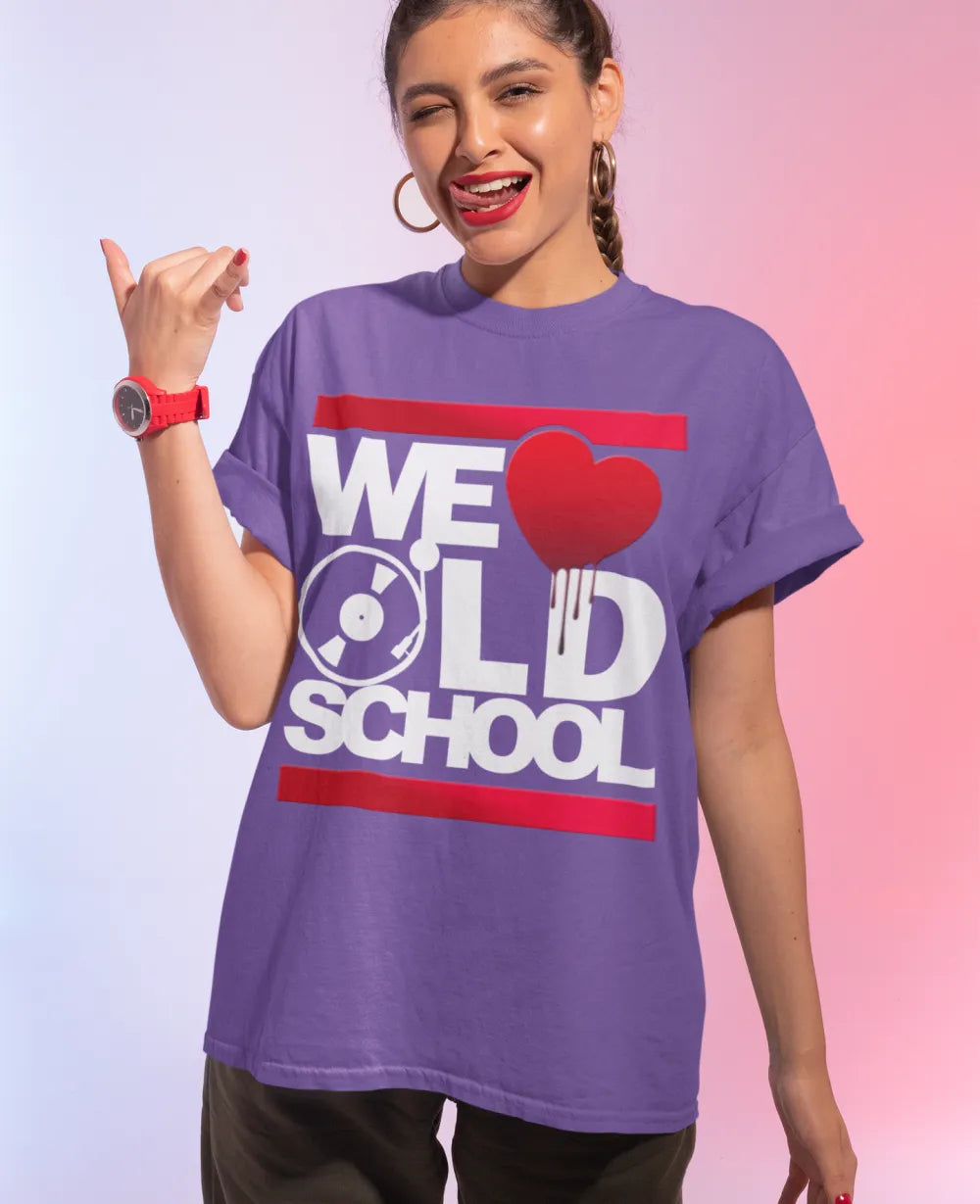 BIGTIME WE LOVE OLDSCHOOL Ladies´ Extended Shoulder Tee lila Front