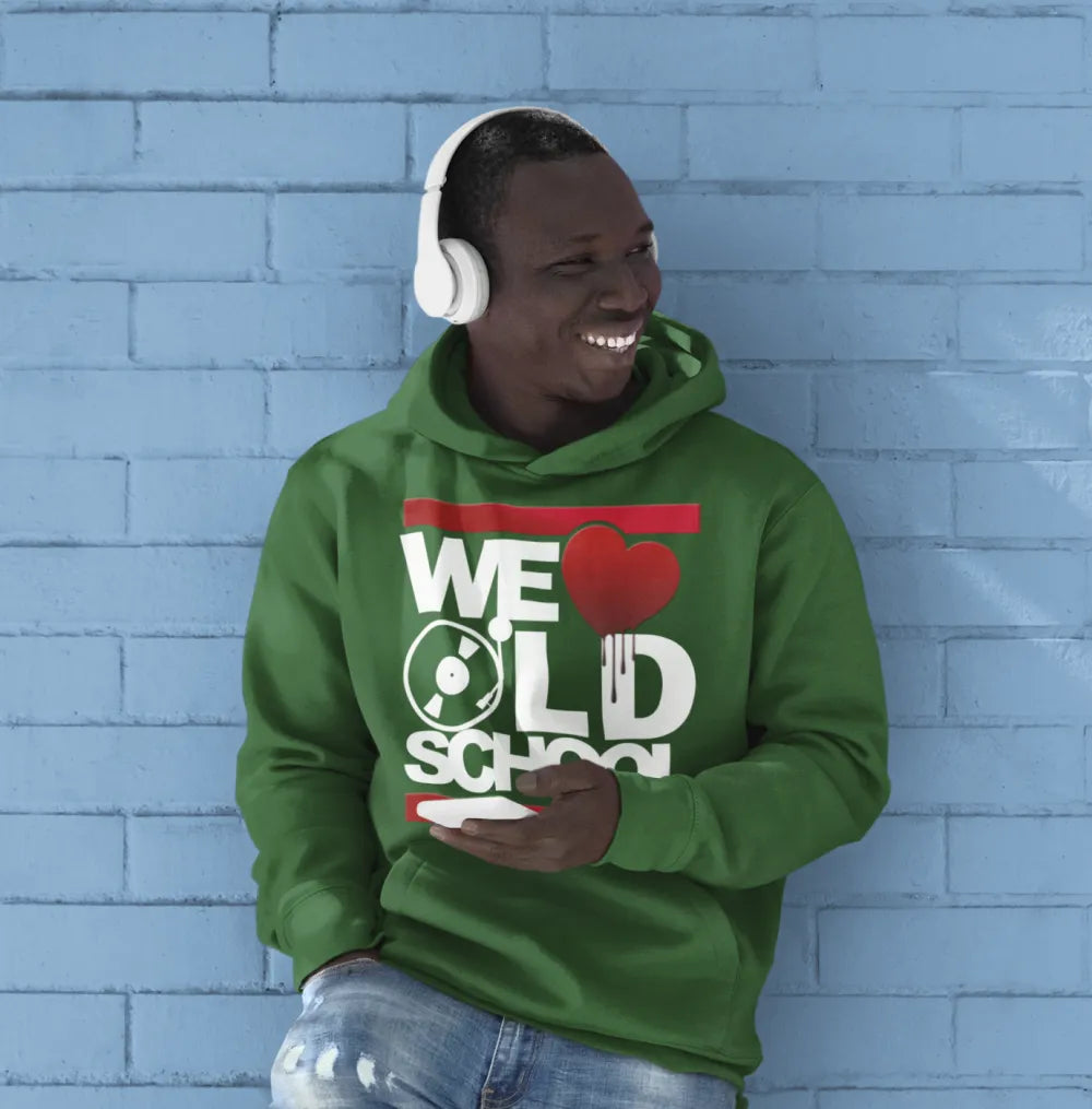 BIGTIME WE LOVE OLDSCHOOL KING Hooded Sweat dunkelgruen Front