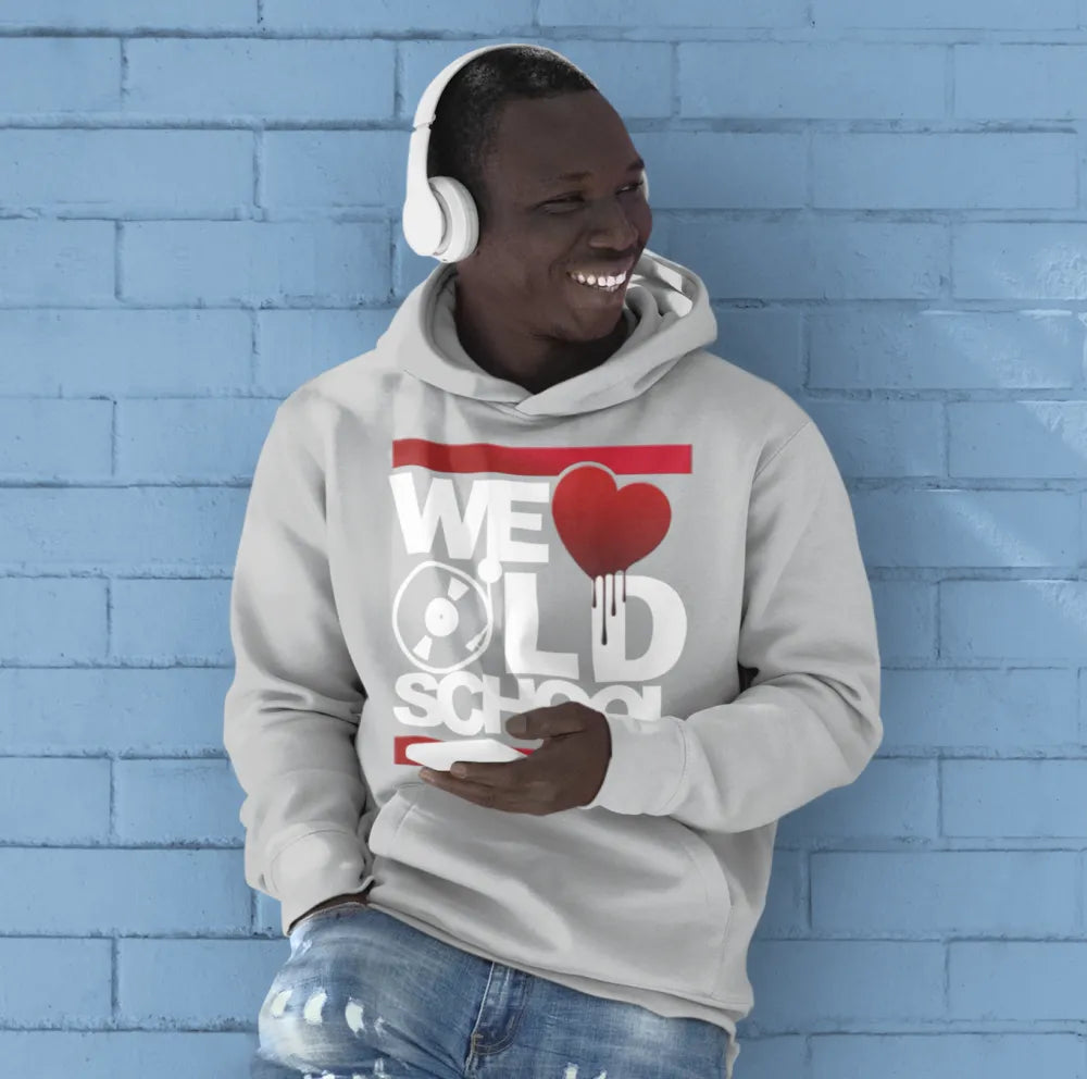 BIGTIME WE LOVE OLDSCHOOL KING Hooded Sweat grau Front #farbe_grau