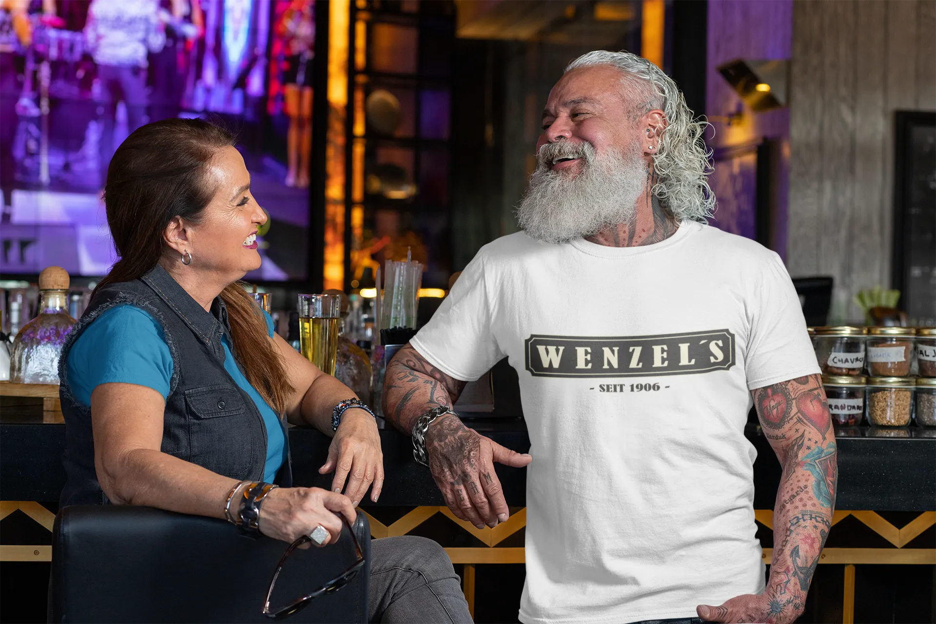 BIGTIME Wenzel´s Barber Shop Schriftzug T-Shirt weiss