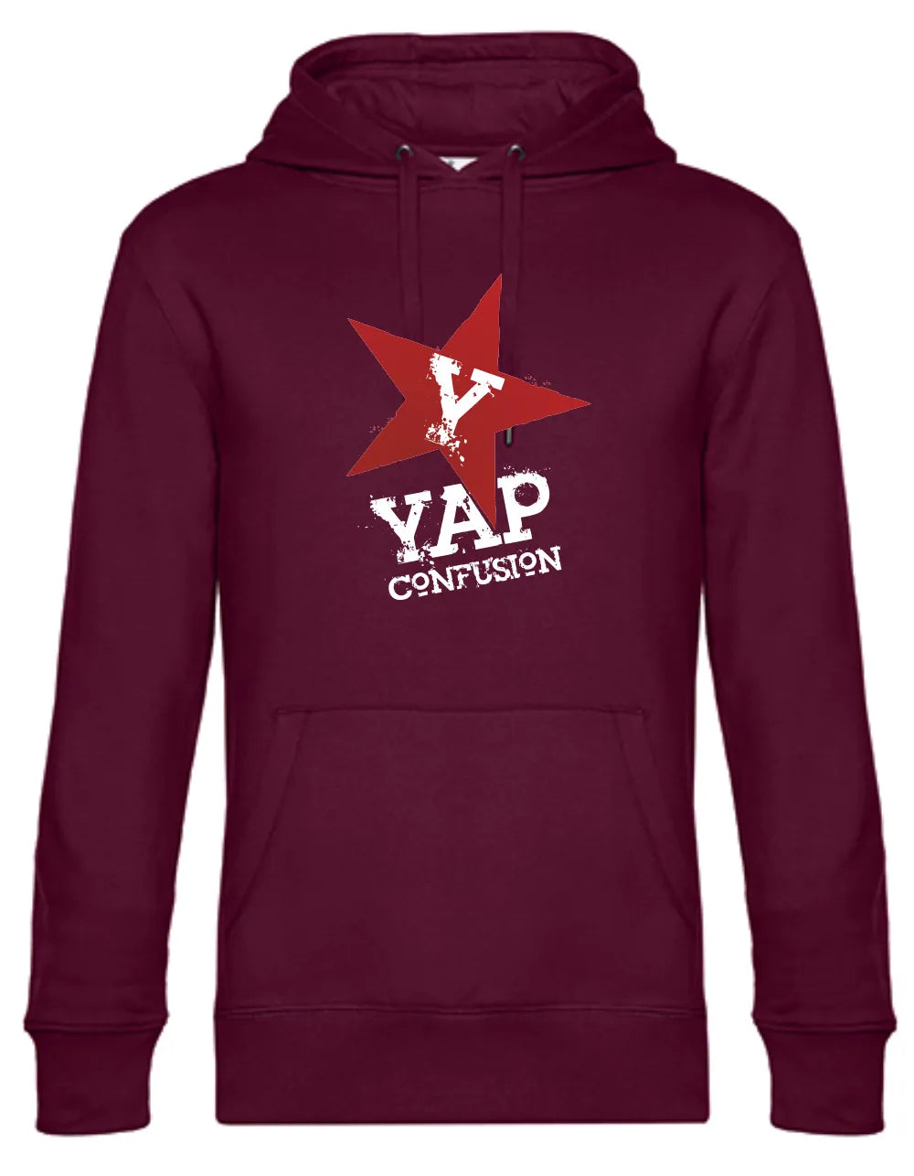 BIGTIME YAP Confusion Kapuzenpullover Damen bordeaux Front #farbe_bordeaux