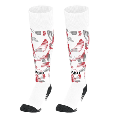 Jako Stutzenstrumpf Sonic Unisex weiß/rot/grau Front 