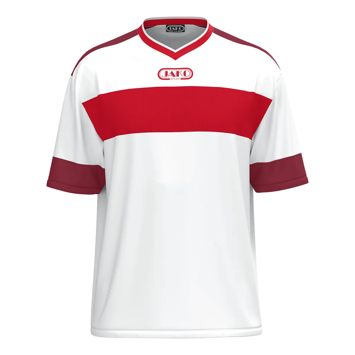 JAKO Trikot Club 92 Kurzarm Unisex weiß/rot/maroon Front 